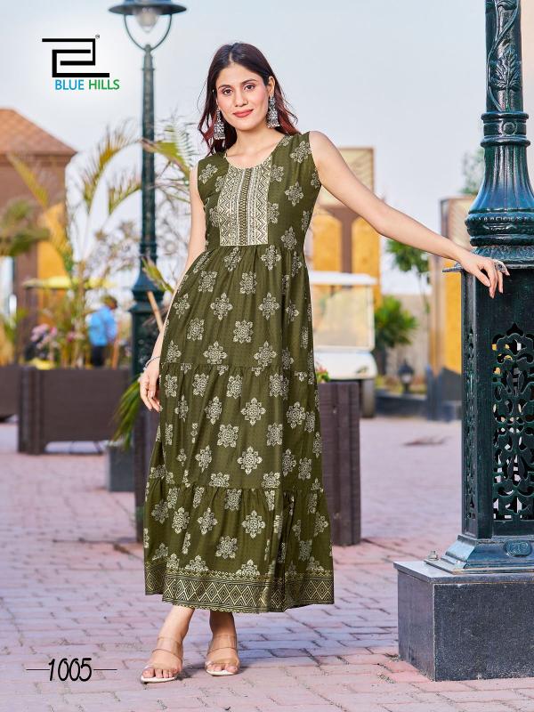 Blue Hills Cocktail Printed Long Anarkali Kurti Collection